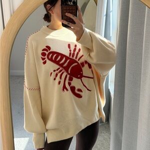 Tricia Fix x Free People Lobster Crewneck Sweater
